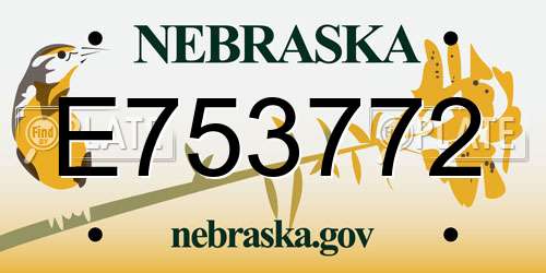 E753772 Nebraska License Plate