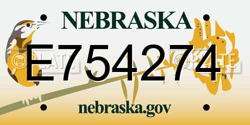 E754274 Nebraska License Plate