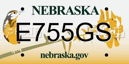 E755GS Nebraska License Plate