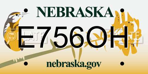 E756OH Nebraska License Plate