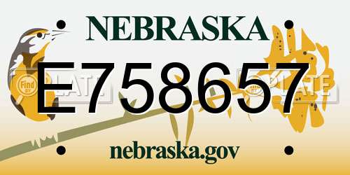 E758657 Nebraska License Plate