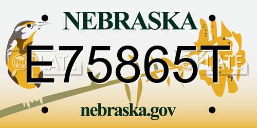 E75865T Nebraska License Plate
