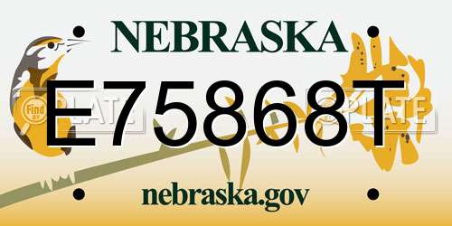E75868T Nebraska License Plate