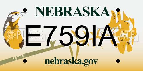 E759IA Nebraska License Plate