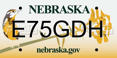 E75GDH Nebraska License Plate