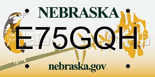 E75GQH Nebraska License Plate