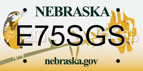 E75SGS Nebraska License Plate