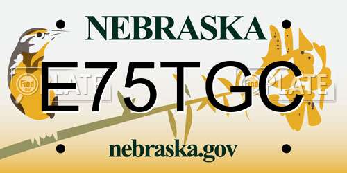 E75TGC Nebraska License Plate