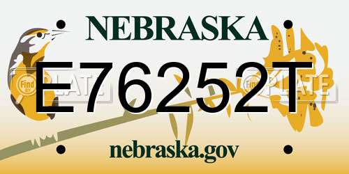 E76252T Nebraska License Plate