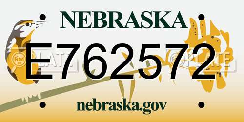 E762572 Nebraska License Plate