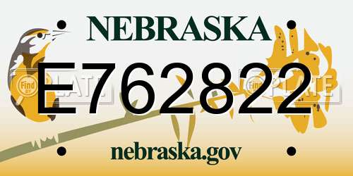 E762822 Nebraska License Plate