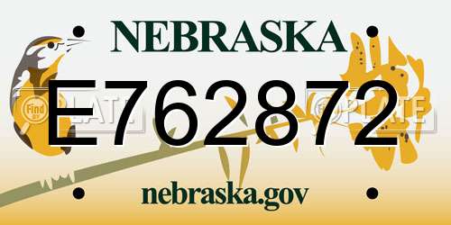 E762872 Nebraska License Plate