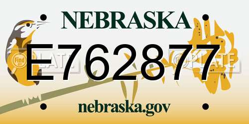 E762877 Nebraska License Plate