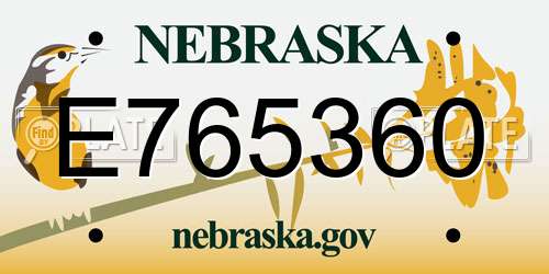 E765360 Nebraska License Plate