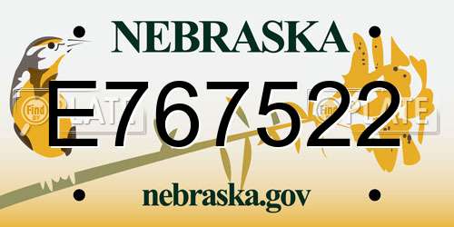E767522 Nebraska License Plate