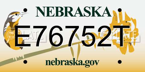 E76752T Nebraska License Plate