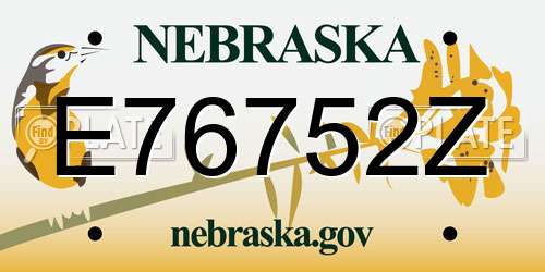 E76752Z Nebraska License Plate
