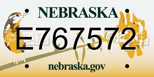 E767572 Nebraska License Plate