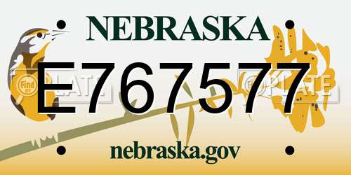 E767577 Nebraska License Plate