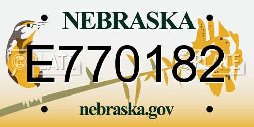 E770182 Nebraska License Plate