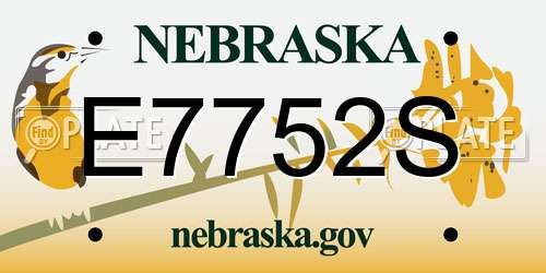 E7752S Nebraska License Plate