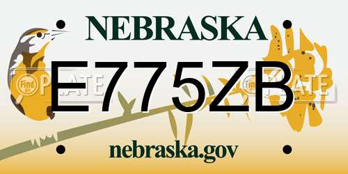 E775ZB Nebraska License Plate