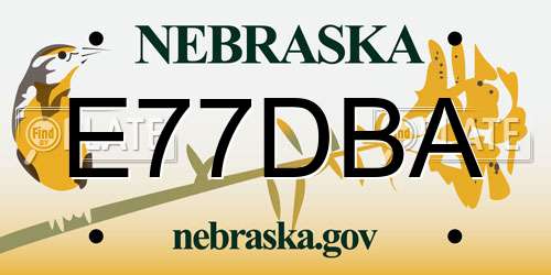 E77DBA Nebraska License Plate