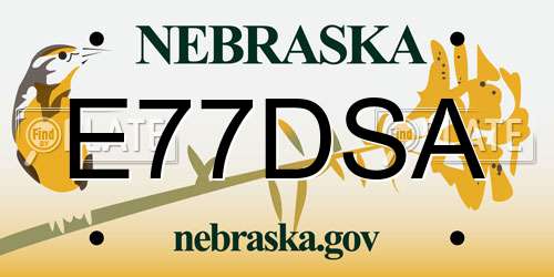 E77DSA Nebraska License Plate
