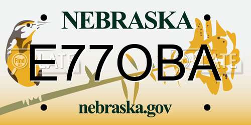 E77OBA Nebraska License Plate
