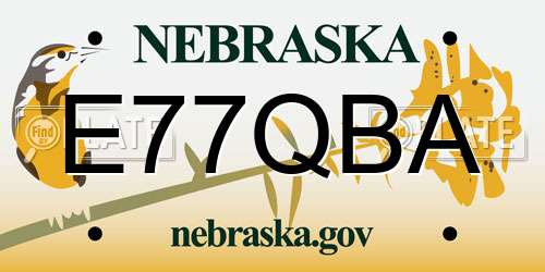 E77QBA Nebraska License Plate