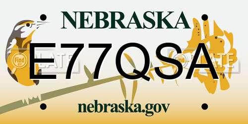 E77QSA Nebraska License Plate