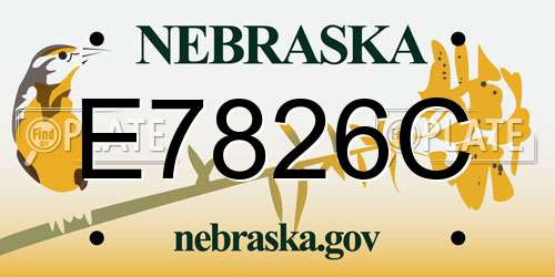 E7826C Nebraska License Plate