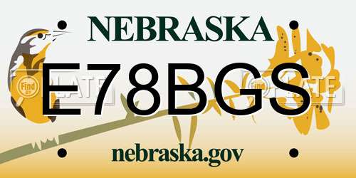 E78BGS Nebraska License Plate
