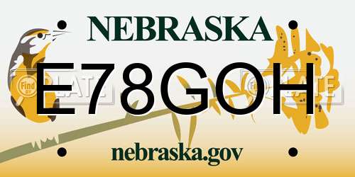 E78GOH Nebraska License Plate
