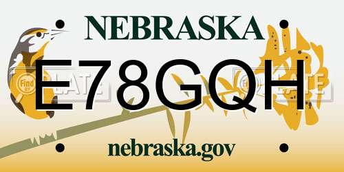E78GQH Nebraska License Plate