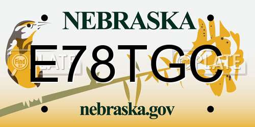 E78TGC Nebraska License Plate