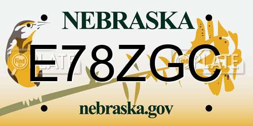 E78ZGC Nebraska License Plate