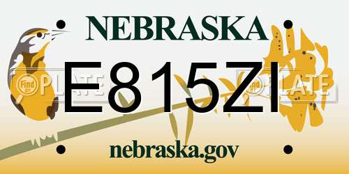 E815ZI Nebraska License Plate