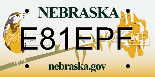 E81EPF Nebraska License Plate