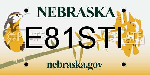 E81STI Nebraska License Plate