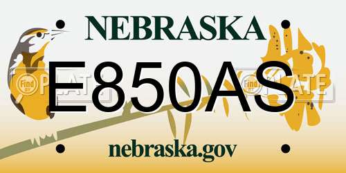 E850AS Nebraska License Plate