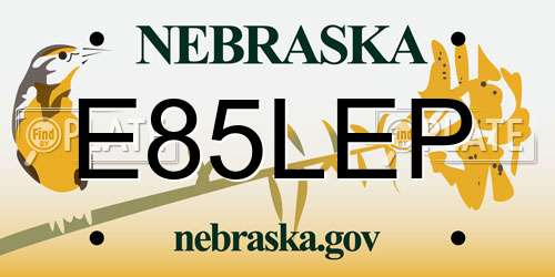 E85LEP Nebraska License Plate
