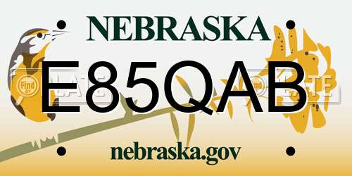 E85QAB Nebraska License Plate