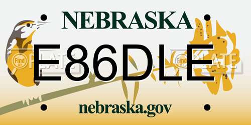 E86DLE Nebraska License Plate