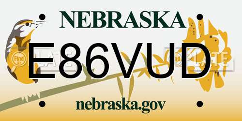 E86VUD Nebraska License Plate