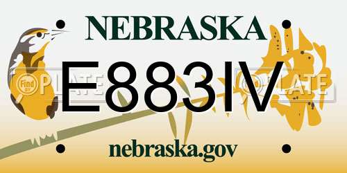 E883IV Nebraska License Plate