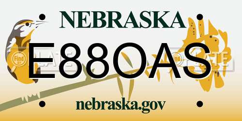 E88OAS Nebraska License Plate