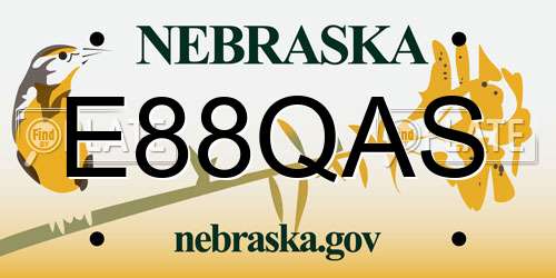 E88QAS Nebraska License Plate