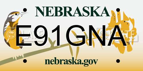 E91GNA Nebraska License Plate