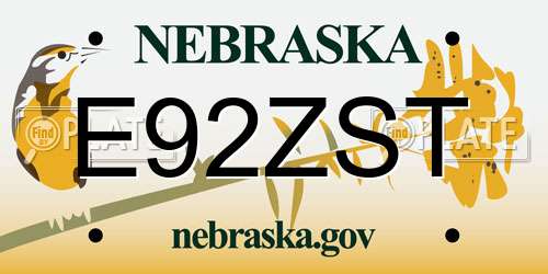 E92ZST Nebraska License Plate